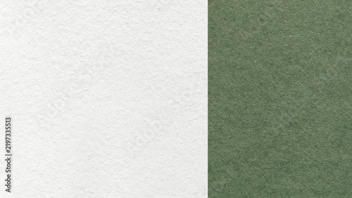 White paper texture two color background with olive green vertical split and copy space for template, banner, presentation