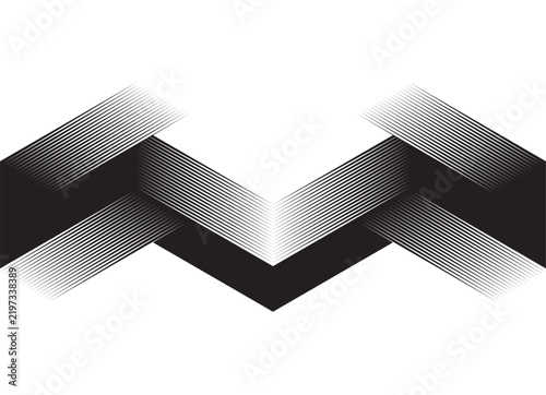 Symmetrical vector pattern of sharp, parallel black lines on a white background. A decorative divider element. A vector background suitable for covers, advertising, labels, packaging, logos, interior 