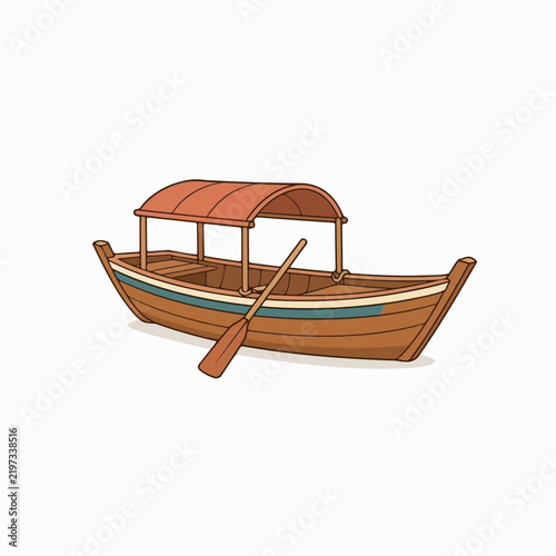 Cartoon vector illustration of a sampan boat