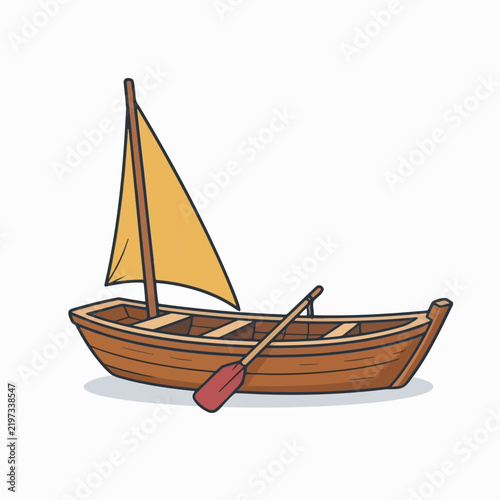 Cartoon vector illustration of a sampan boat on a plain background.
