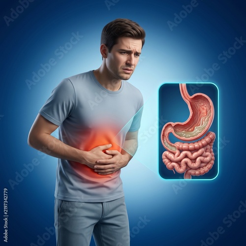 3D Human Gastroenteritis and Stomach Flu Symptom Visualization