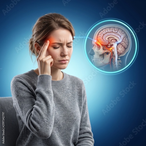 3D Human Migraine Headache and Brain Pain Medical Visualization