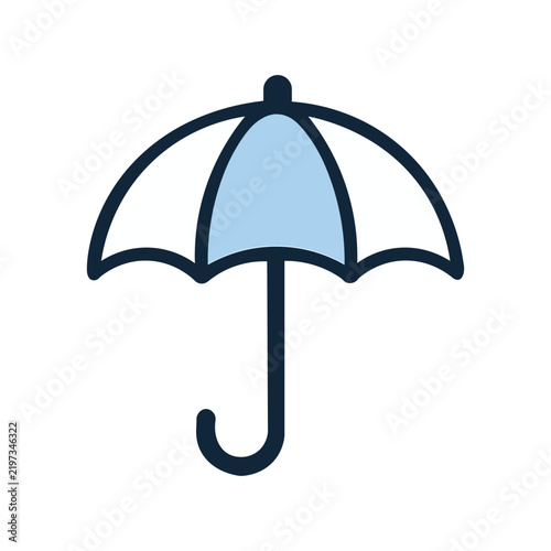 Protective Umbrella Icon with Minimal Line Style for Insurance Concept