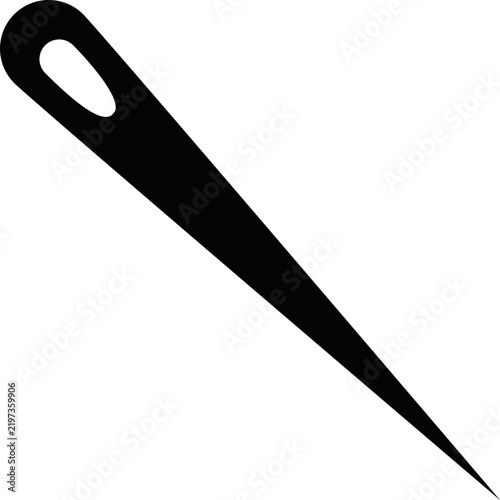 Sewing needle tool icon with embroidery stitching silhouette isolated illustration equipment creative dressmaking quilting handmade craftsmanship
