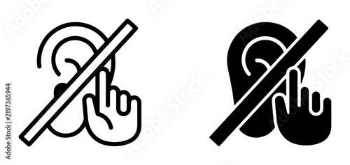 Canvas Print Silence Icons, Quiet Symbol, No Sound Graphic, Mute Sign, Discreet Communication