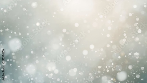 Snowflakes Fall Gently in a Bright Winter Scene With Blurred Lights