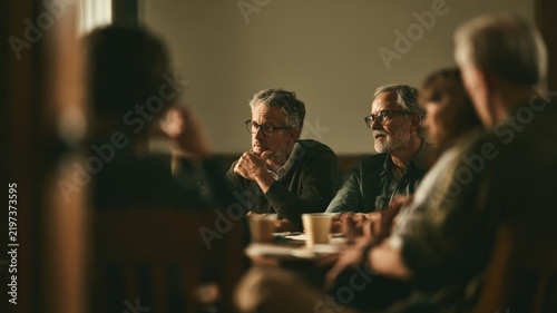 Pastor and Supportive Congregation in Warm Church Meeting, Pastor Appreciation Sunday, Intimate Documentary-Style