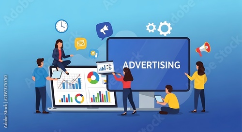 Digital Advertising and Marketing Team Collaborating on Data Analytics Strategies