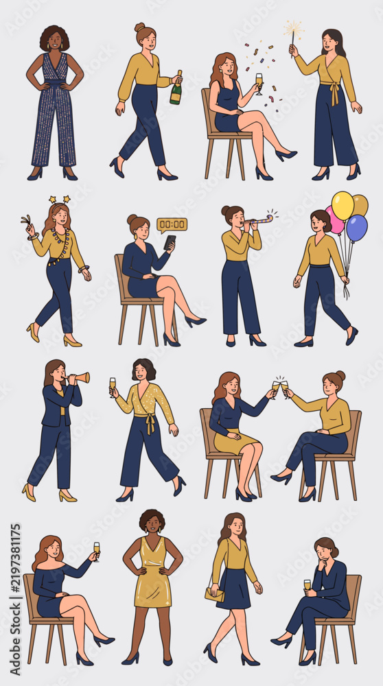 Fototapeta premium Diverse group of women celebrating and socializing at a vibrant party event.