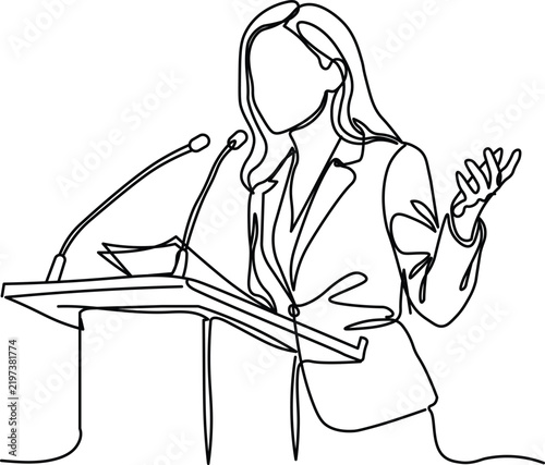 Public Speaking and Presentation Line Art Illustration