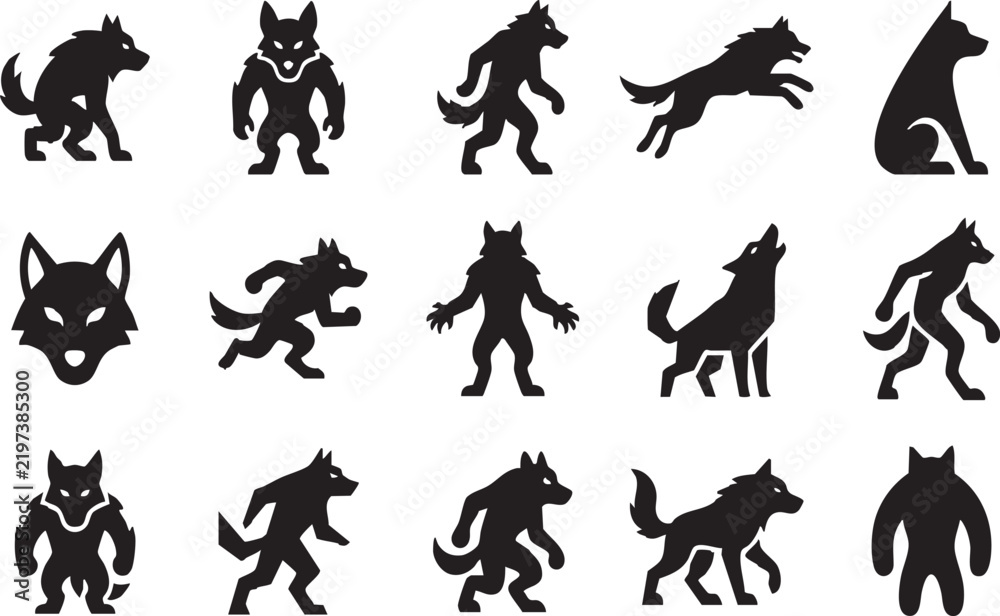 Fototapeta premium Werewolf Werewolf Silhouette Collection for Fantasy Designs