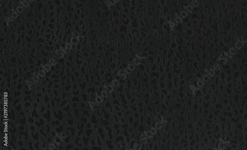 Patterned black hide combines spotted leather grain and scattered surface fibers for journal cover artwork, the scanned background retaining uneven markings between the softer brushed areas