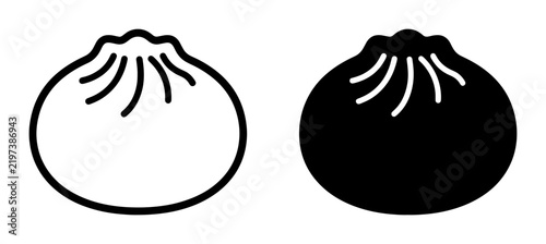 Steamed Dumpling Icons, Baozi Vector Graphics, Asian Food Symbols, Chinese Cuisine Illustration, Simple Outline and Solid Fill