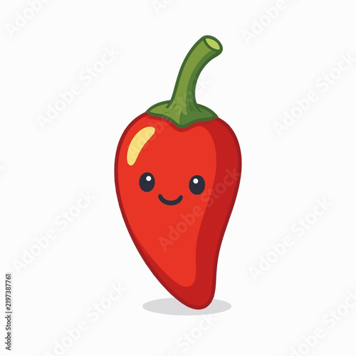 Vector illustration of a cartoon red chili pepper logo.