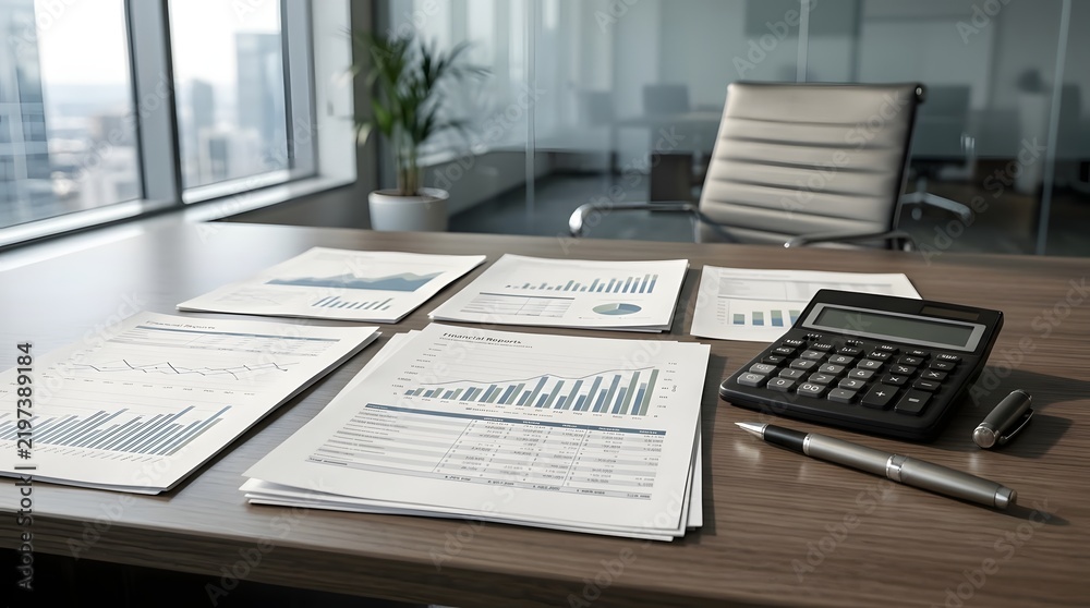 Obraz premium Open notebooks with charts on office desk