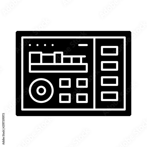 HMI Touch Screen & Display vector outline icon for industrial warehouse automation. Industrial AI factory automation tool sign. Automation, Control. Pictogram of industrial automation. 