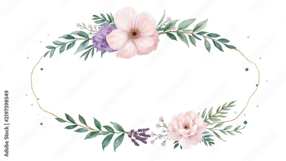 Obraz premium Elegant Watercolor Floral Wreath