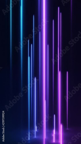 Light patterns going up creating vibrant transitions through colors and shapes over time