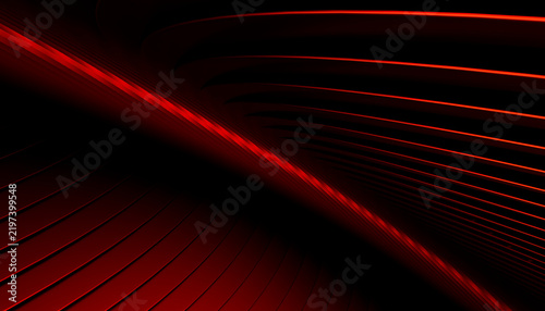 Abstract red curved glowing lines on dark background