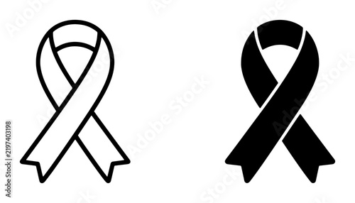 Awareness Ribbon Icons, Symbol of Support and Solidarity, Vector Graphics for Campaigns and Causes, Black and White Designs