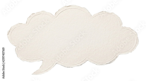 A simple hand drawn style comic speech bubble with a white fill and a black outline isolated on a solid black background for design