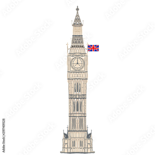 big ben london isolated in while