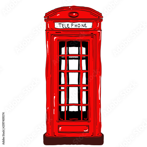red telephone box isolated in white