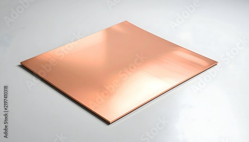Glossy Copper Square Sheet with Reflective Surface and Smooth Edges