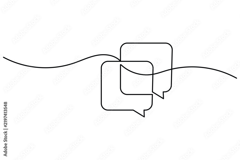 Obraz premium Speech bubble icon overlapping dialogue forms with flowing line and editable stroke