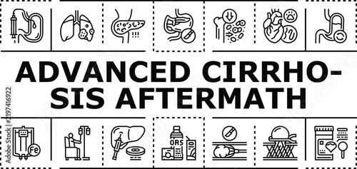 Bild auf Leinwand Advanced cirrhosis aftermath banner infographic
