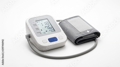 Digital blood pressure monitor with arm cuff, automatic sphygmomanometer for home health tracking, medical device for hypertension monitoring