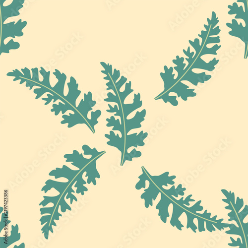 Seamless pattern of botanical leaves, silhouettes of natural ornaments. Simple floral pattern. Vector illustration in two colors