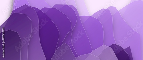 Abstract purple landscape with mountain silhouettes and atmospheric light