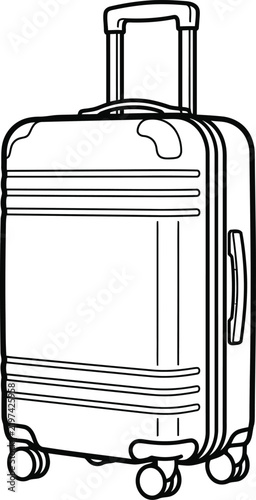 Принти на полотні Minimalist travel suitcase vector illustration, black and white luggage line art
