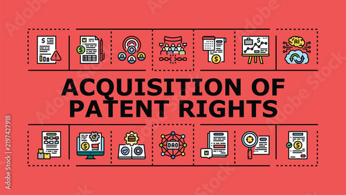 Bild auf Leinwand Acquisition of patent rights banner infographic