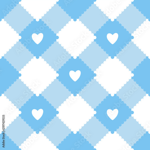 A geometric seamless pattern in a preppy style with diamond-shaped lace and cute little bows and flowers. Christmas colors. Cute cartoon hand-drawn vintage vector.
