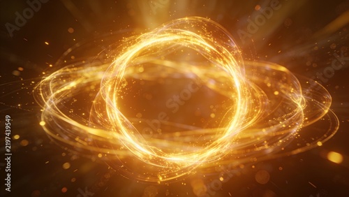 Golden Glowing Energy Ring Light Effect on Transparent Background
