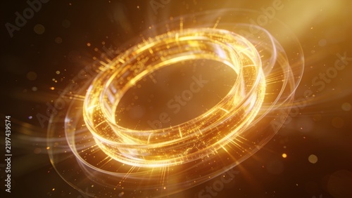 Golden Glowing Energy Ring Light Effect on Transparent Background