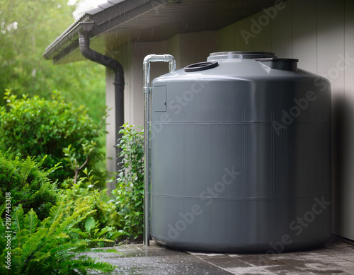 Residential rainwater harvesting system in garden