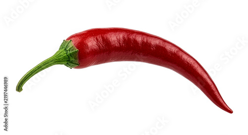Quadro su tela Ripe Red Hot Chili Pepper with Green Stem