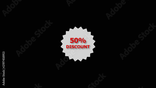 50% discount offer icon background 4k illustration. Stock clearness offer concept background.