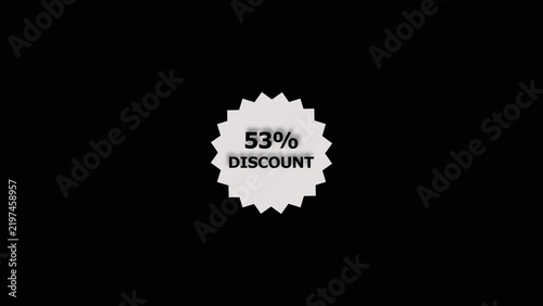 53% discount offer icon background 4k illustration. Stock clearness offer concept background.