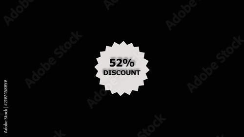 52% discount offer icon background 4k illustration. Stock clearness offer concept background.