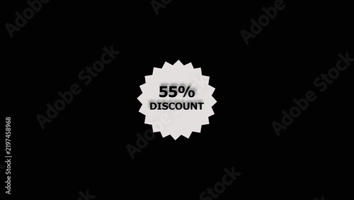 55% discount offer icon background 4k illustration. Stock clearness offer concept background.