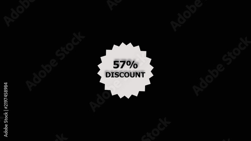 57% discount offer icon background 4k illustration. Stock clearness offer concept background.