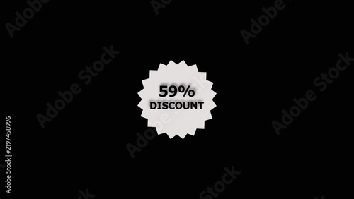 59% discount offer icon background 4k illustration. Stock clearness offer concept background.
