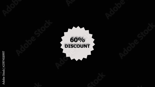 60% discount offer icon background 4k illustration. Stock clearness offer concept background.
