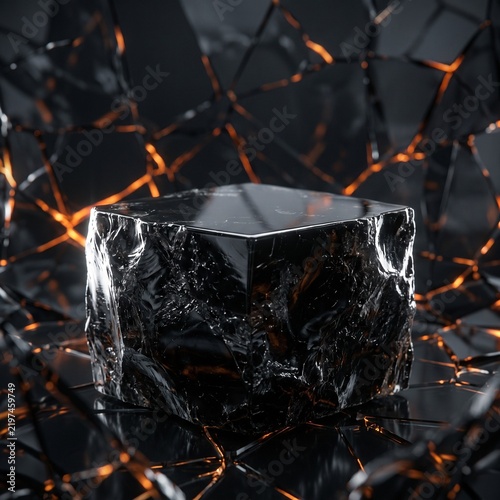 ice on the black background