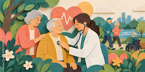 Preventive Checkup Layered Paper Cut Collage