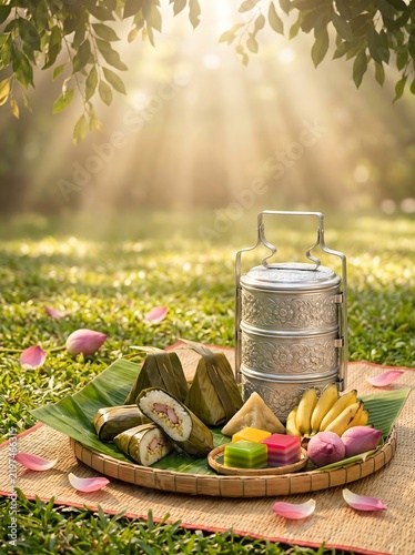 Cambodian Pchum Ben Day Traditional Food Offerings with Num Ansom